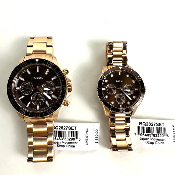 NWT Fossil His and Hers Multifunction Rose Gold-Tone Stainless Steel BQ2827SET - Picture 3 of 15